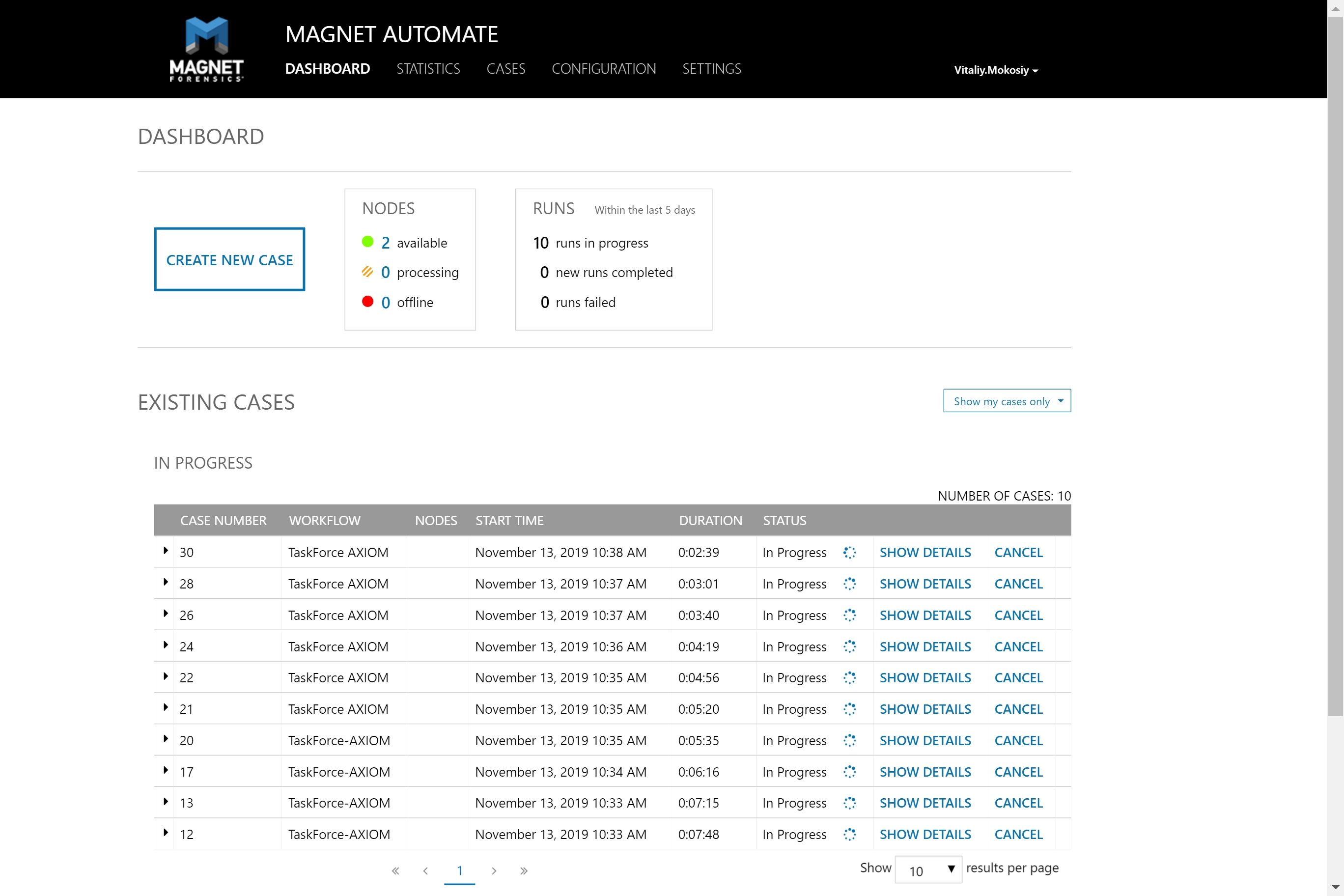 Magnet AUTOMATE dashboard