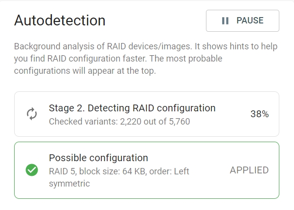 RAID configuration autodetection