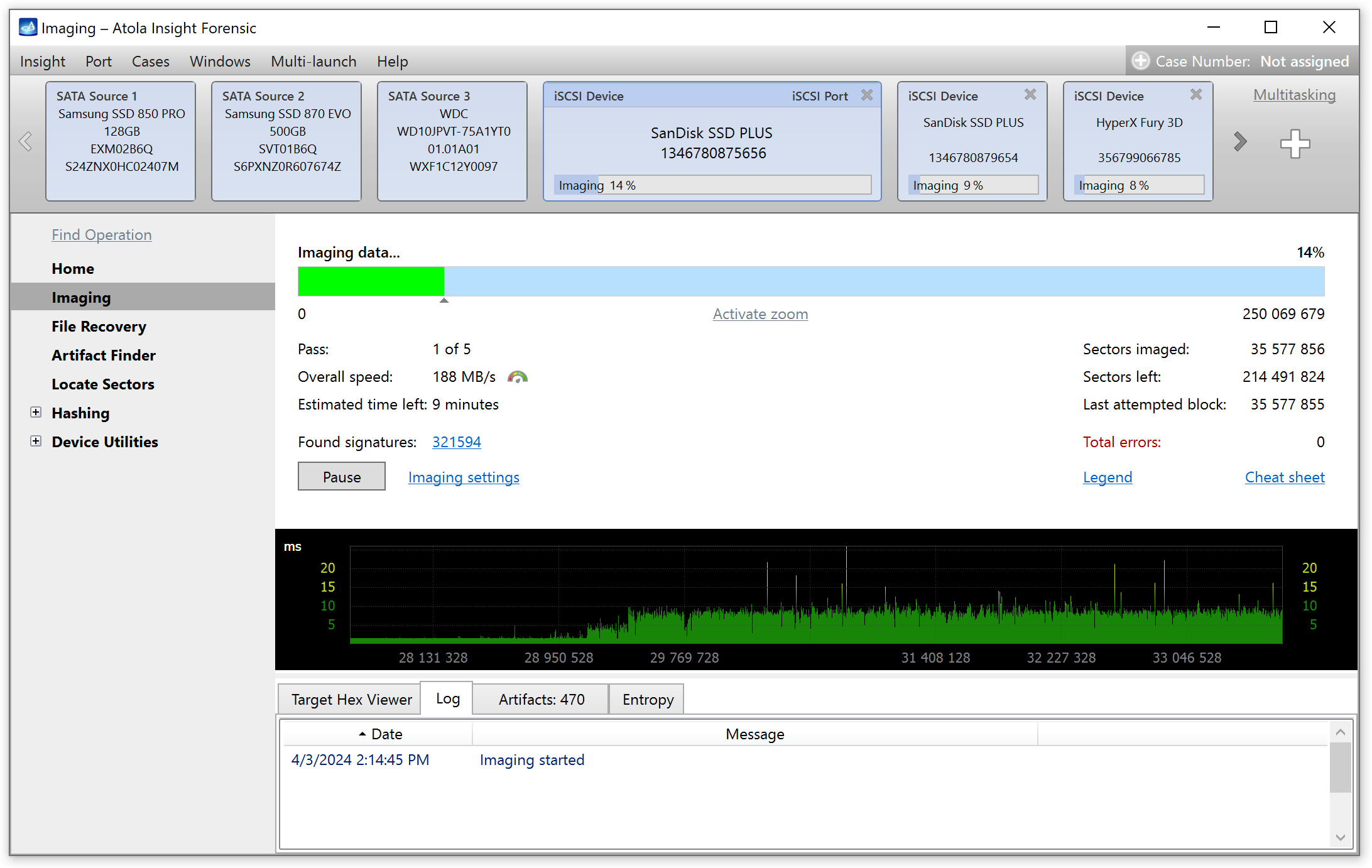 Imaging an iSCSI device in Atola Insight Forensic 5.5