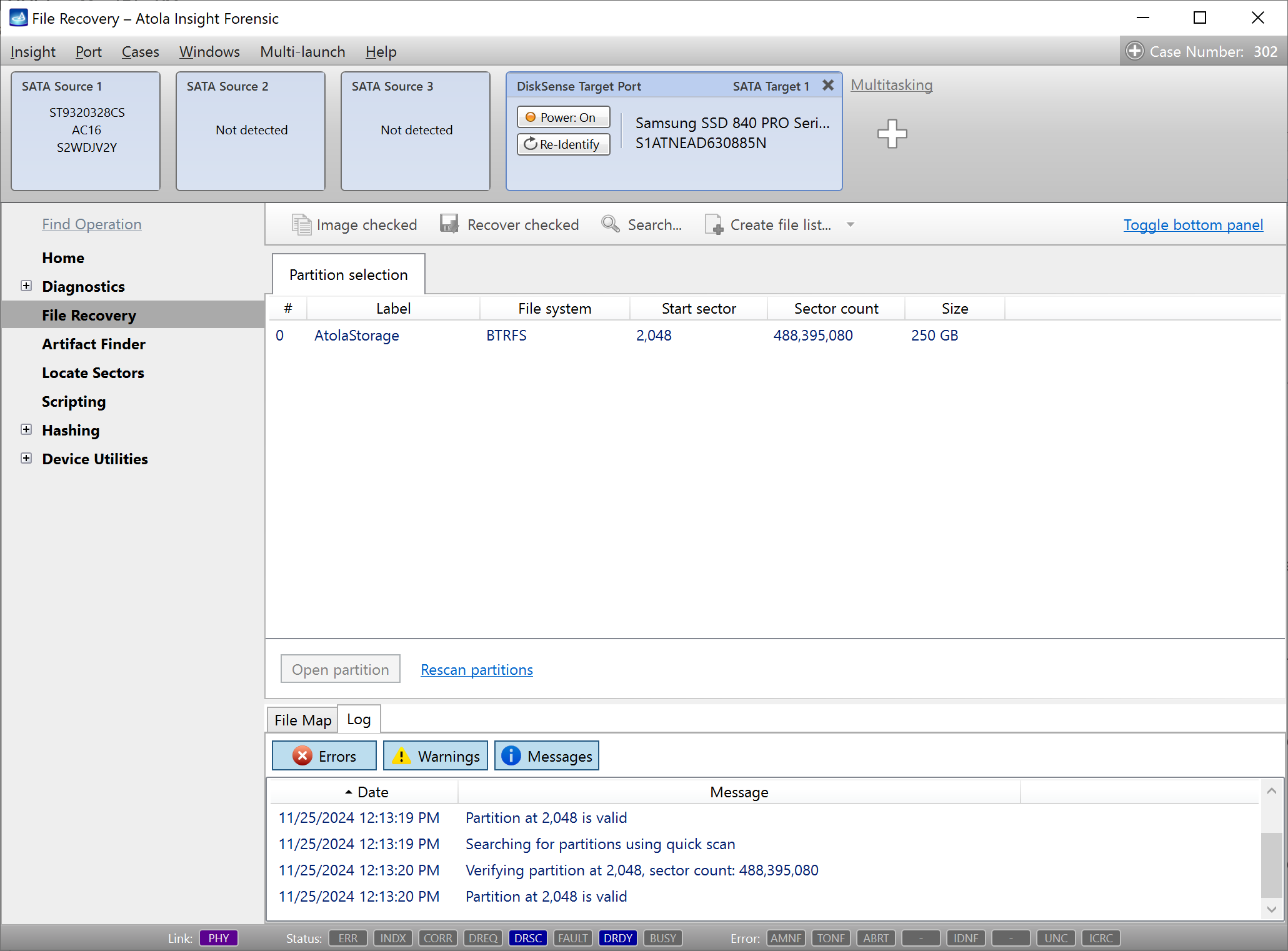 Btrfs file system in Atola Insight 5.6